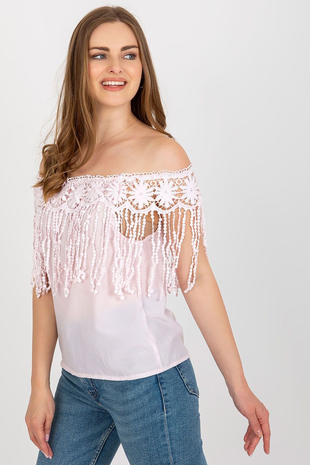 Spanish Style Lace Trimmed Summer Blouse