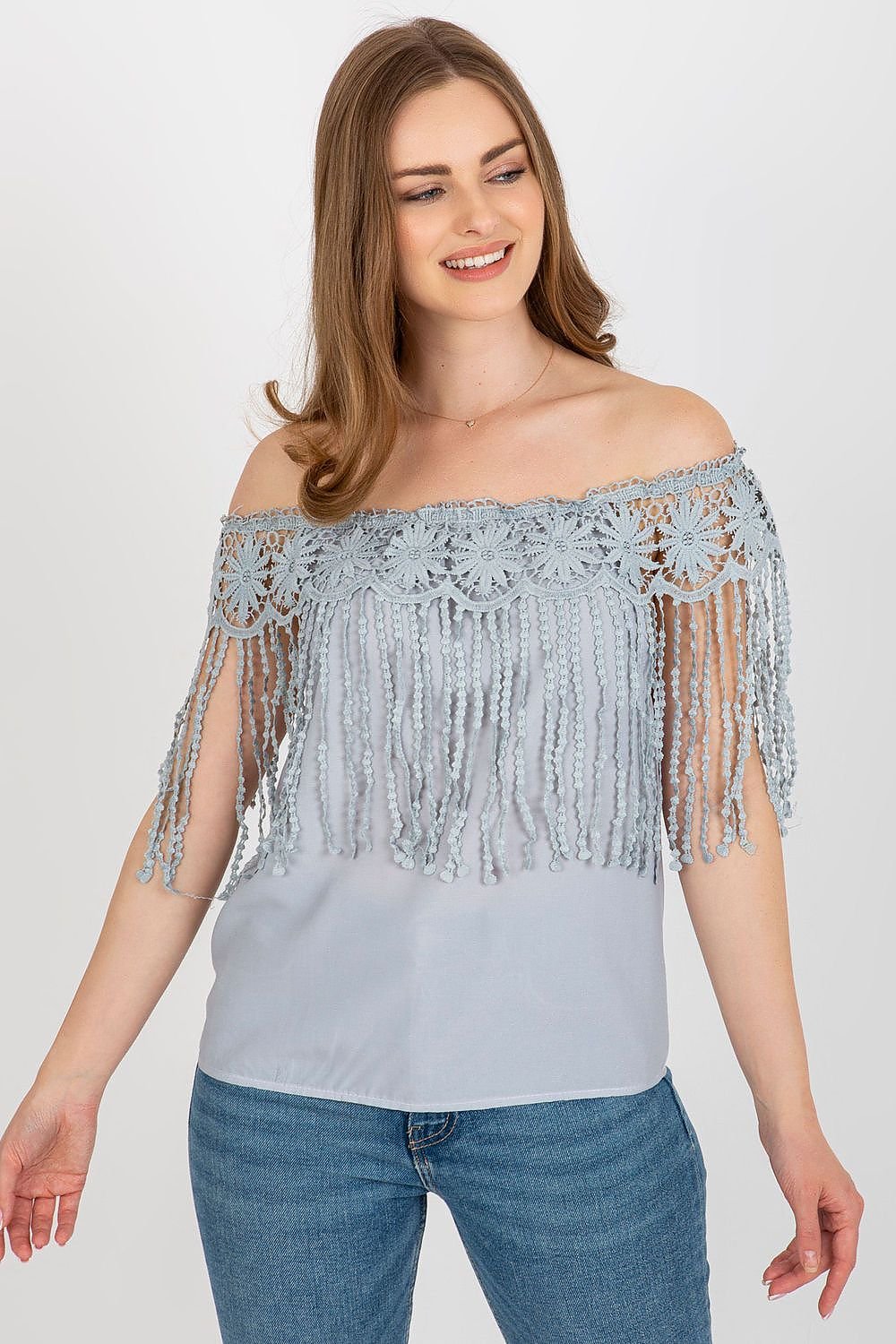 Spanish Style Lace Trimmed Summer Blouse