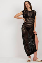 Openwork Long Knit Sleeveless Dress Badu