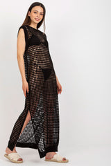 Openwork Long Knit Sleeveless Dress Badu