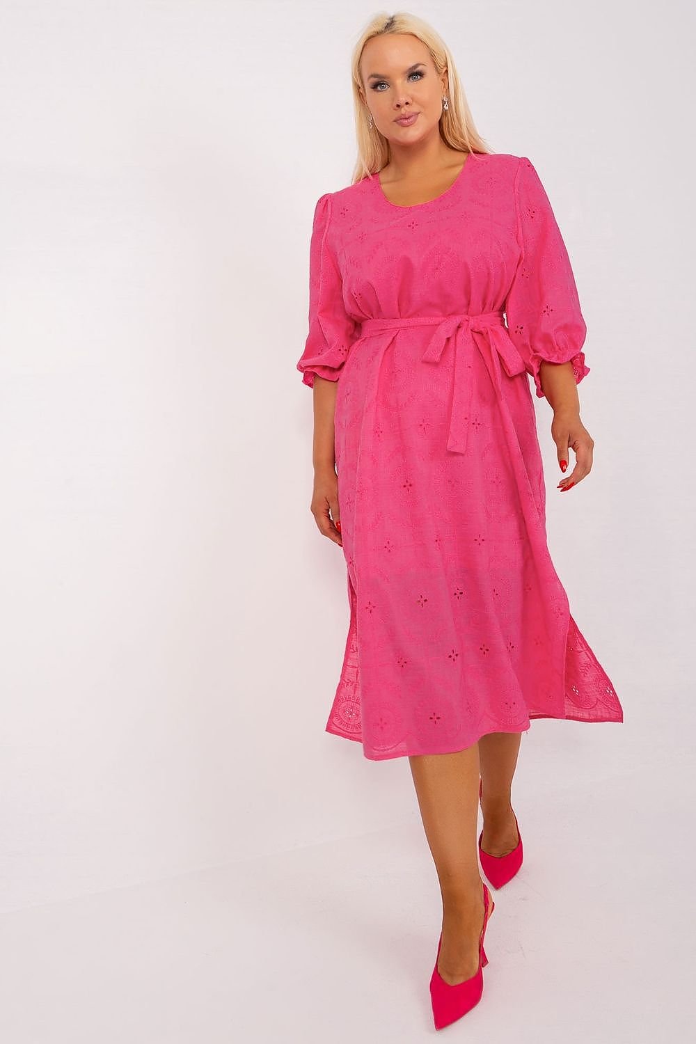 Embroidered Cotton Plus Size Dress Lakerta