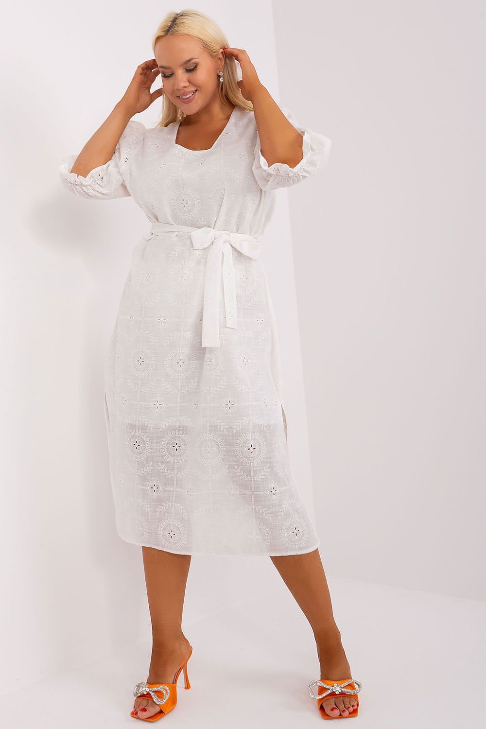 Embroidered Cotton Plus Size Dress Lakerta