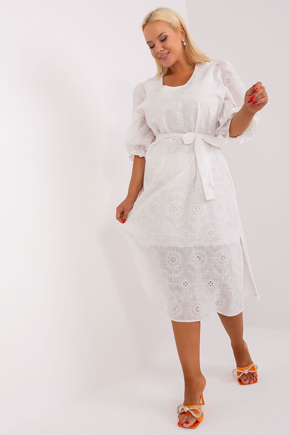 Embroidered Cotton Plus Size Dress Lakerta