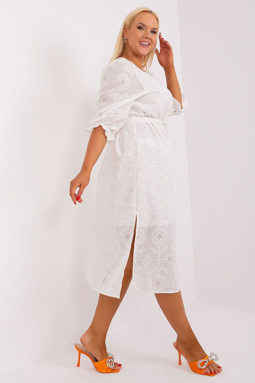 Embroidered Cotton Plus Size Dress Lakerta