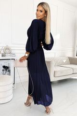 Elegant Pleated Chiffon Dress Numoco