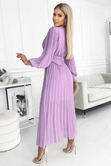 Elegant Pleated Chiffon Dress Numoco