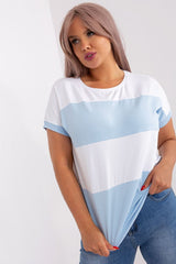 Wide Stripe Short Sleeve Plus Size Blouse