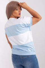 Wide Stripe Short Sleeve Plus Size Blouse