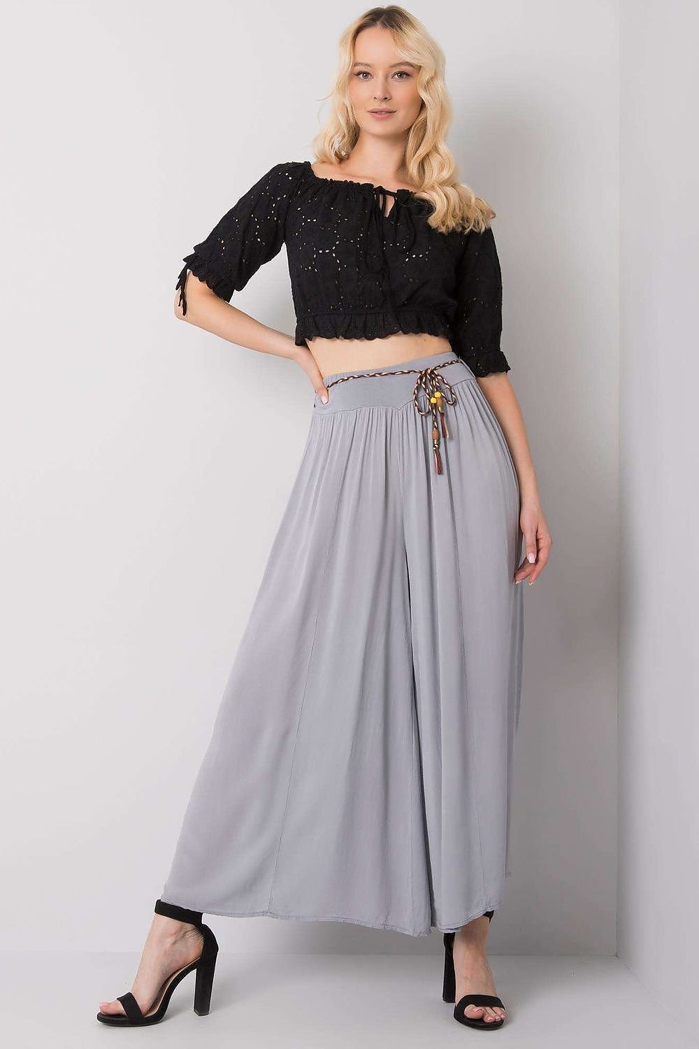 High-Waisted Wide-Leg Viscose Trousers Och Bella