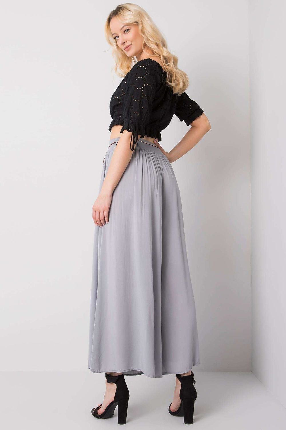 High-Waisted Wide-Leg Viscose Trousers Och Bella