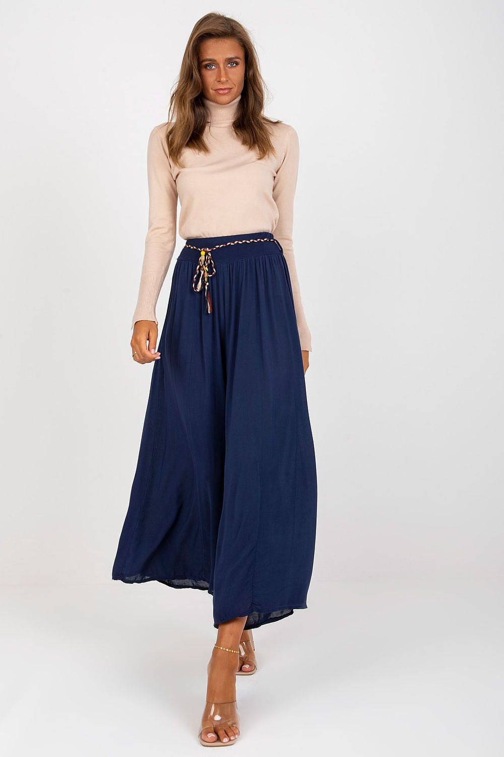 High-Waisted Wide-Leg Viscose Trousers Och Bella