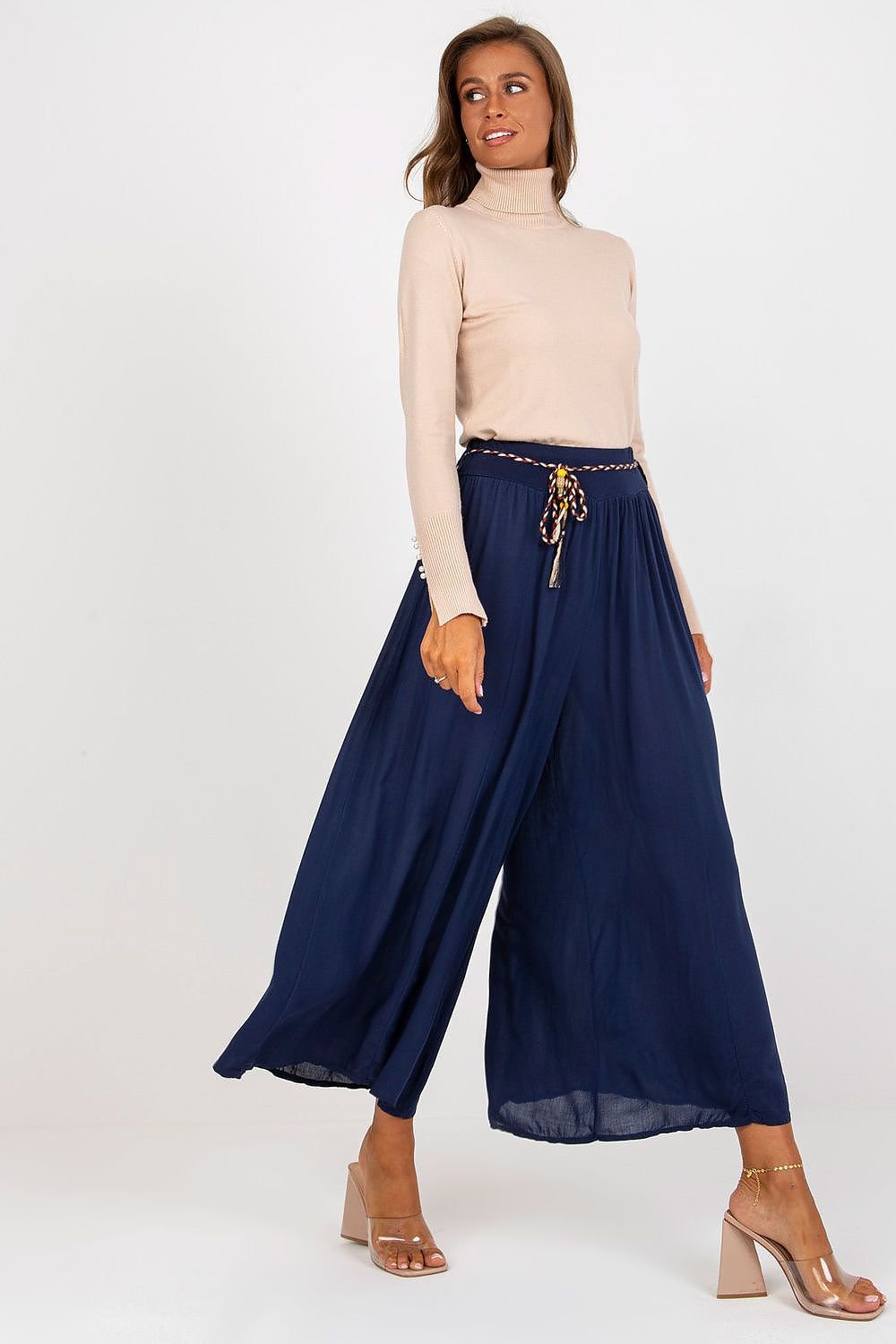 High-Waisted Wide-Leg Viscose Trousers Och Bella