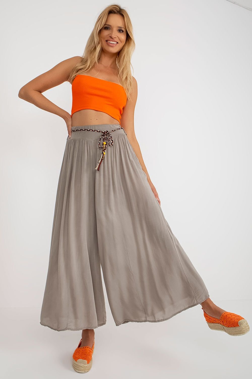 High-Waisted Wide-Leg Viscose Trousers Och Bella