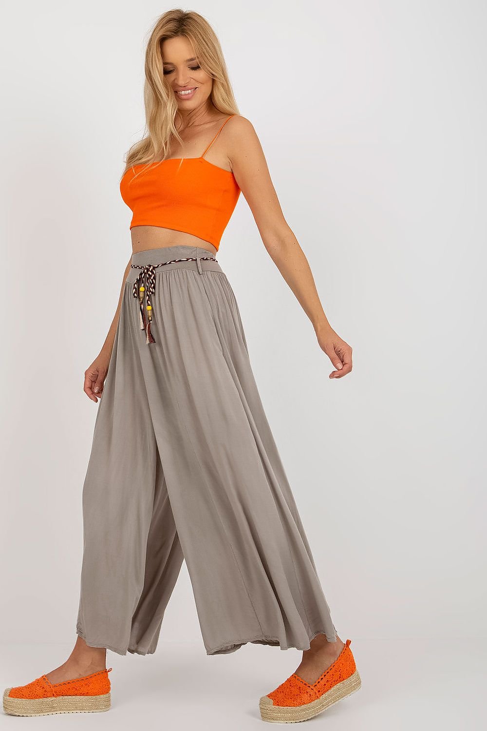 High-Waisted Wide-Leg Viscose Trousers Och Bella