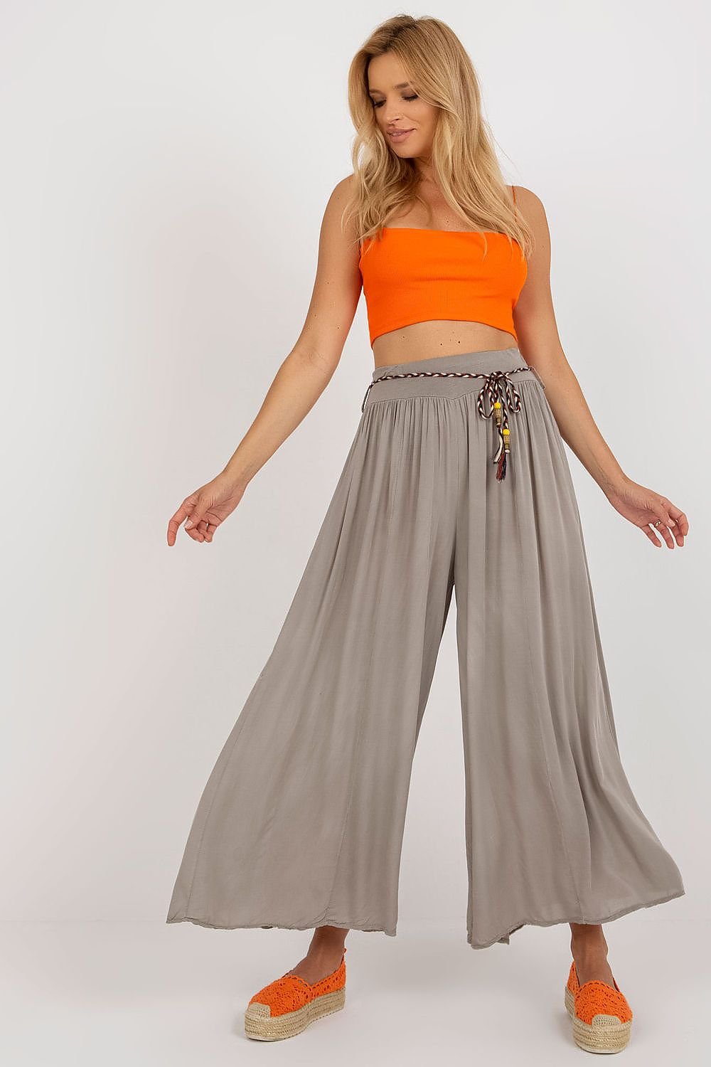 High-Waisted Wide-Leg Viscose Trousers Och Bella