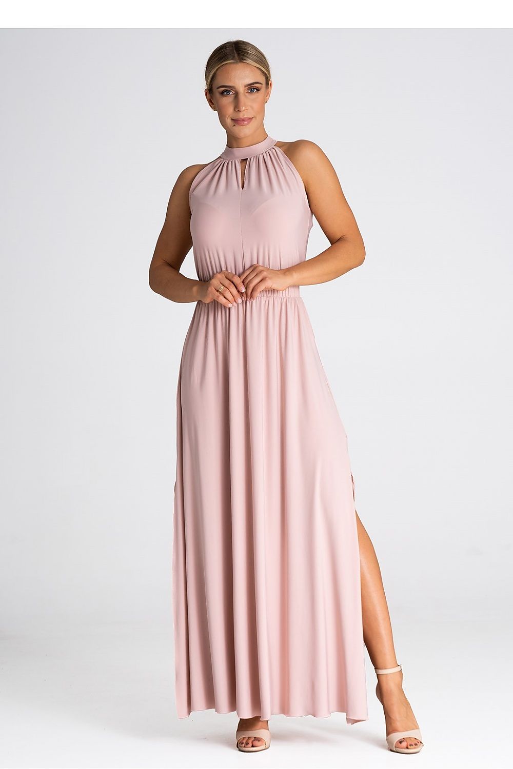 Charming Maxi Dress With Pearl Clasp Figl