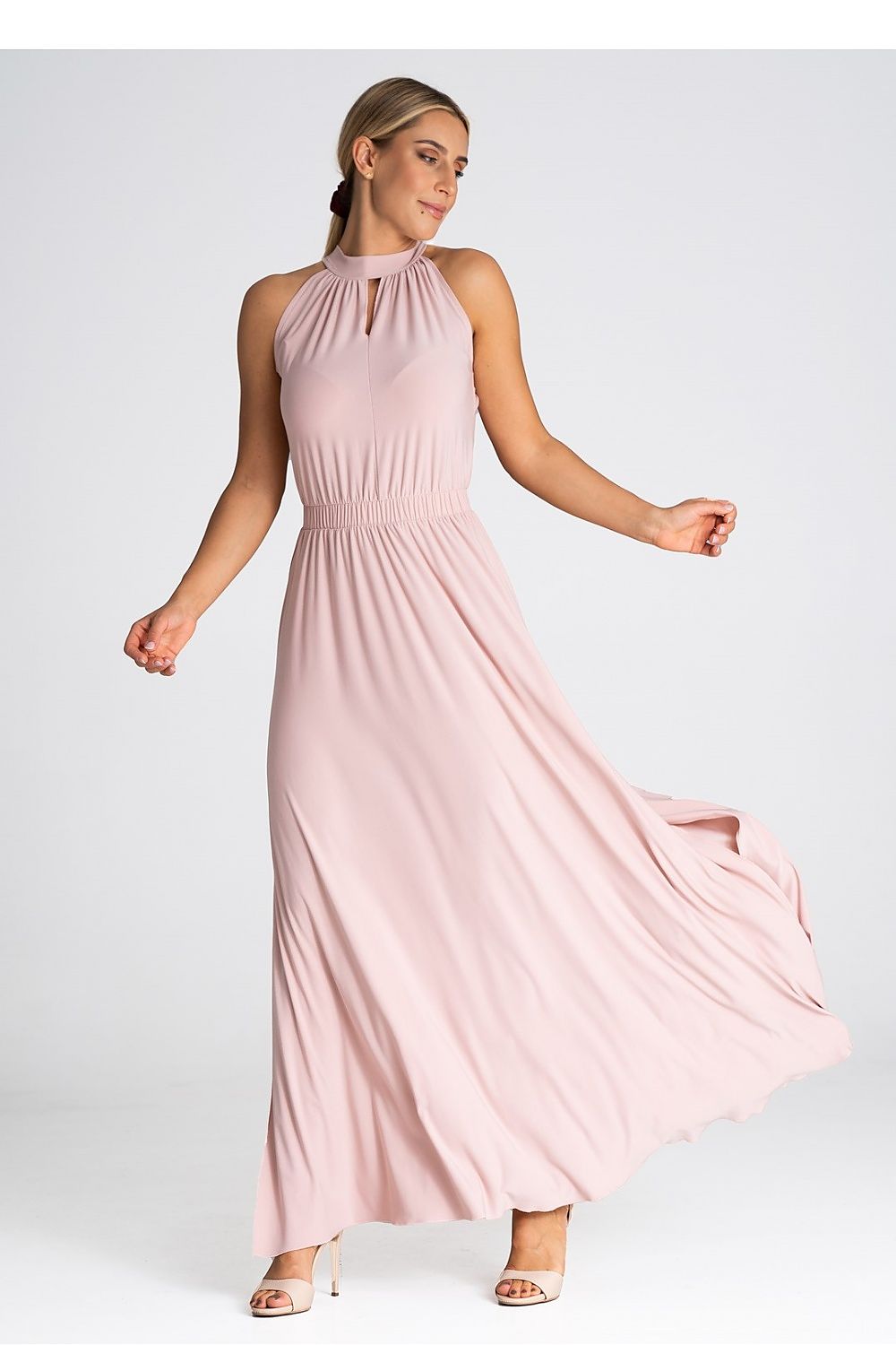 Charming Maxi Dress With Pearl Clasp Figl