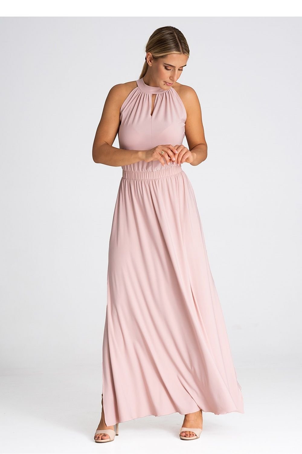 Charming Maxi Dress With Pearl Clasp Figl