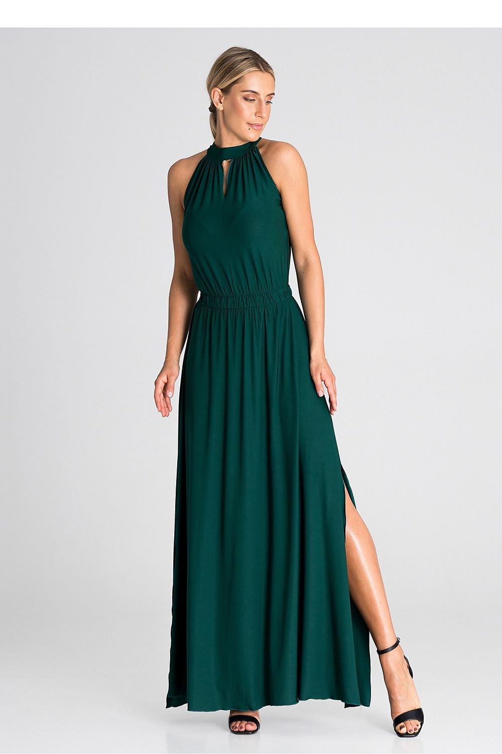 Charming Maxi Dress With Pearl Clasp Figl