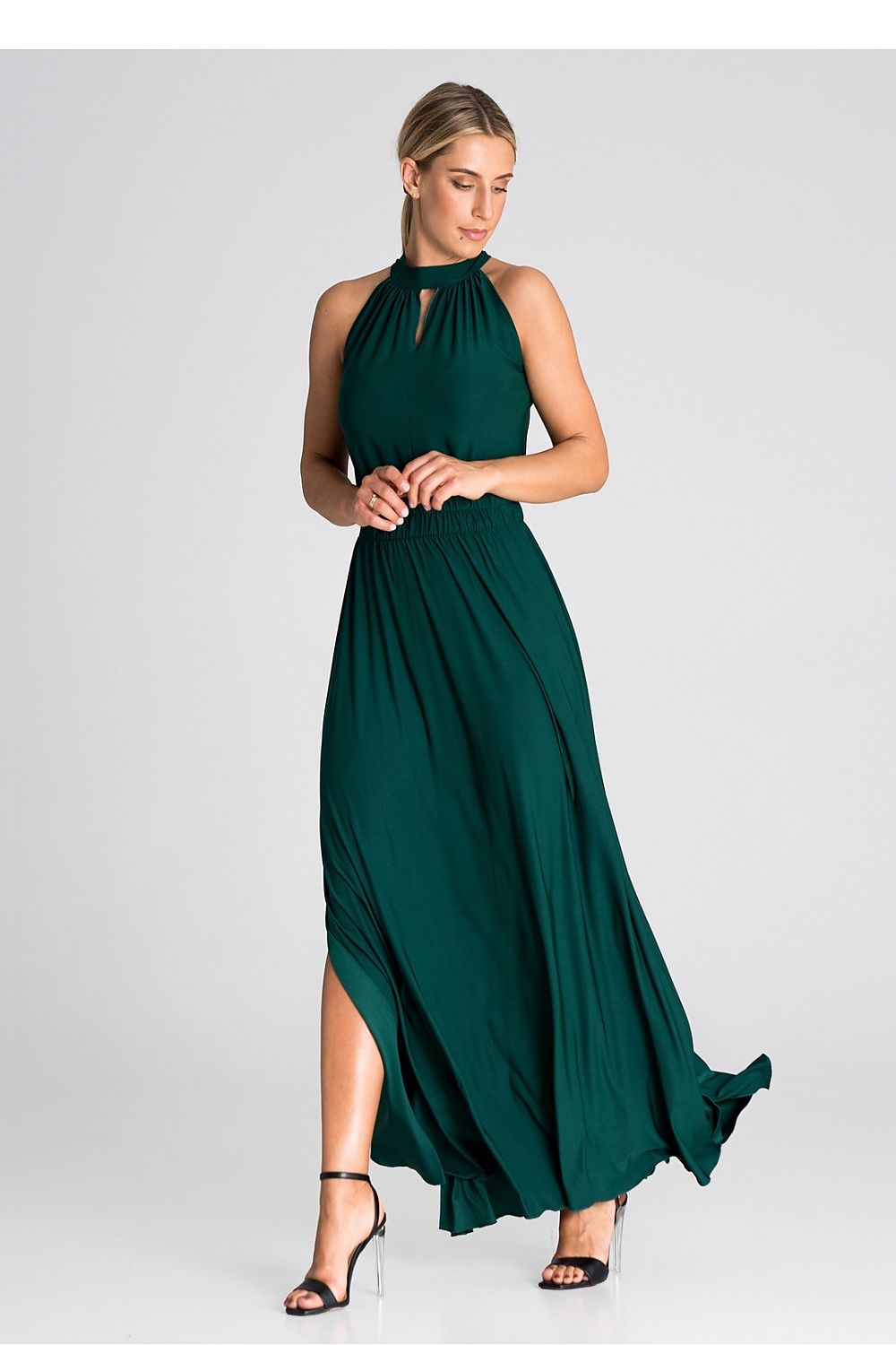 Charming Maxi Dress With Pearl Clasp Figl