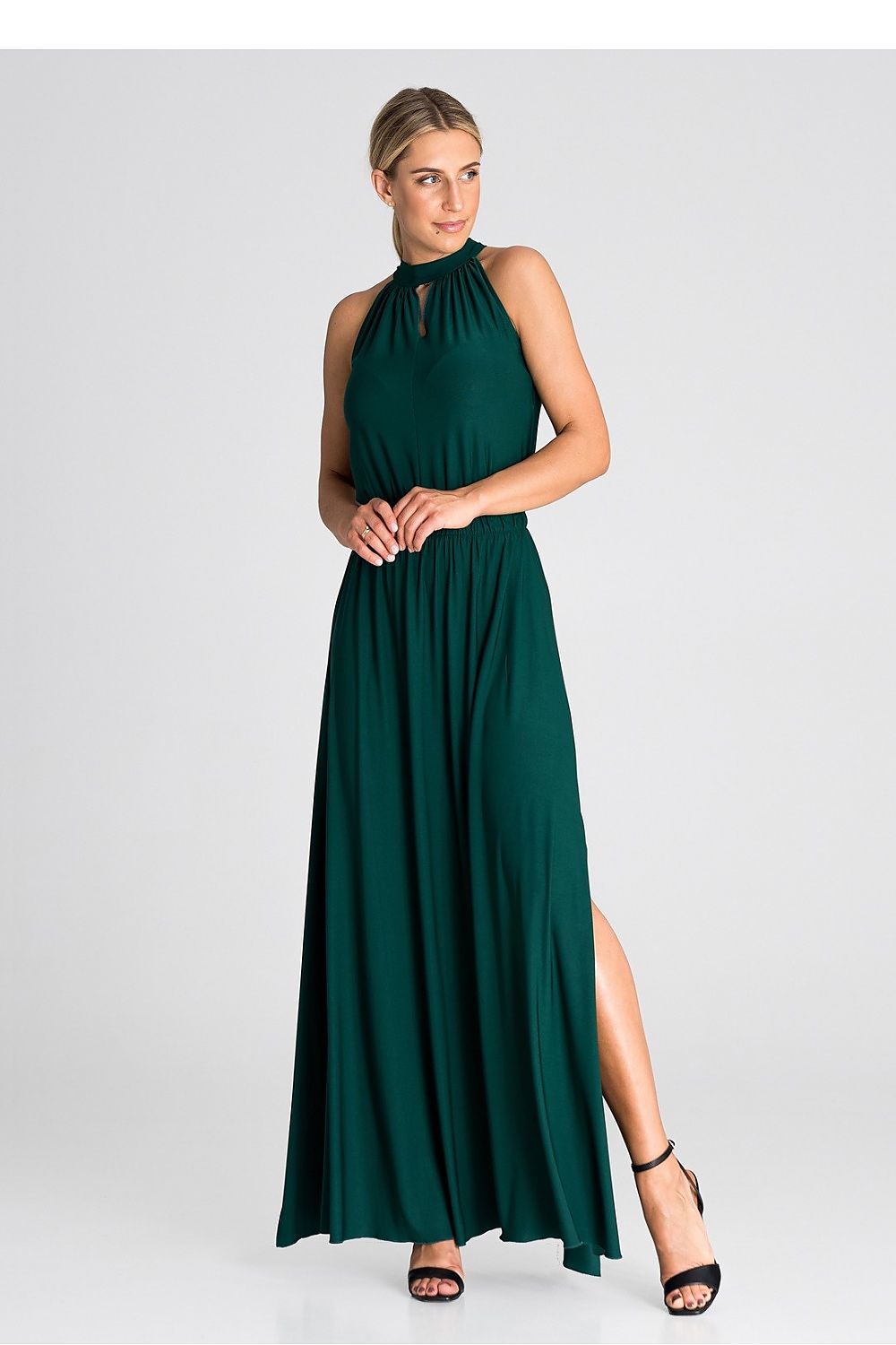 Charming Maxi Dress With Pearl Clasp Figl