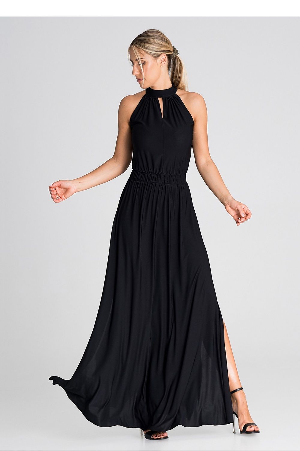 Charming Maxi Dress With Pearl Clasp Figl