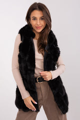 Elegant Fur Vest With Hood Stylish