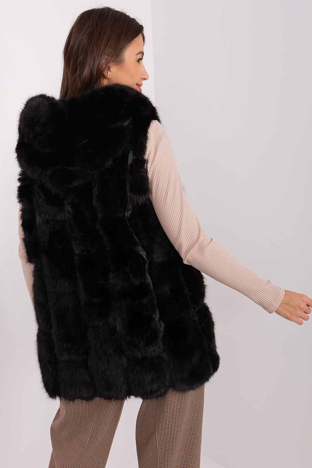 Elegant Fur Vest With Hood Stylish