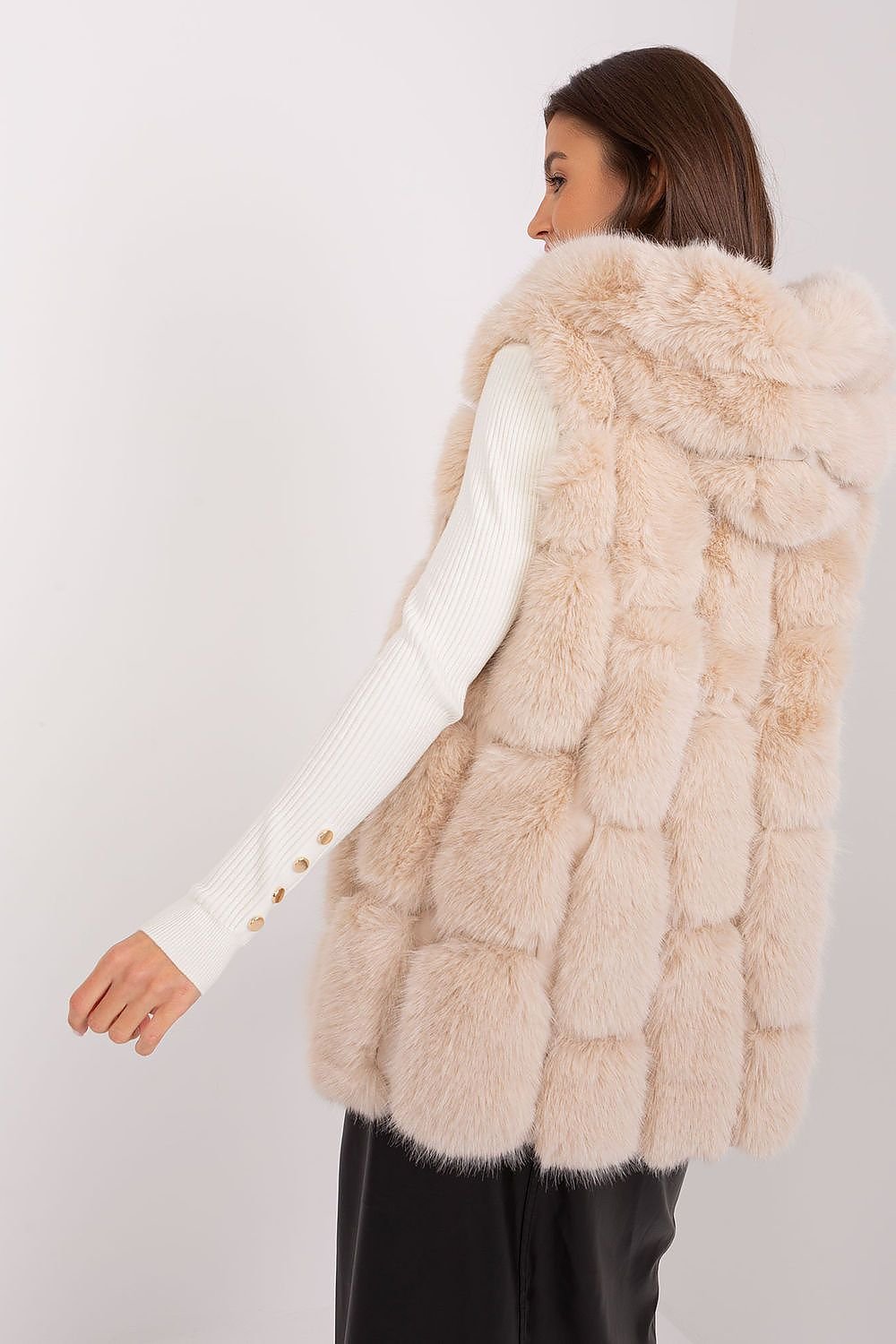 Elegant Fur Vest With Hood Stylish