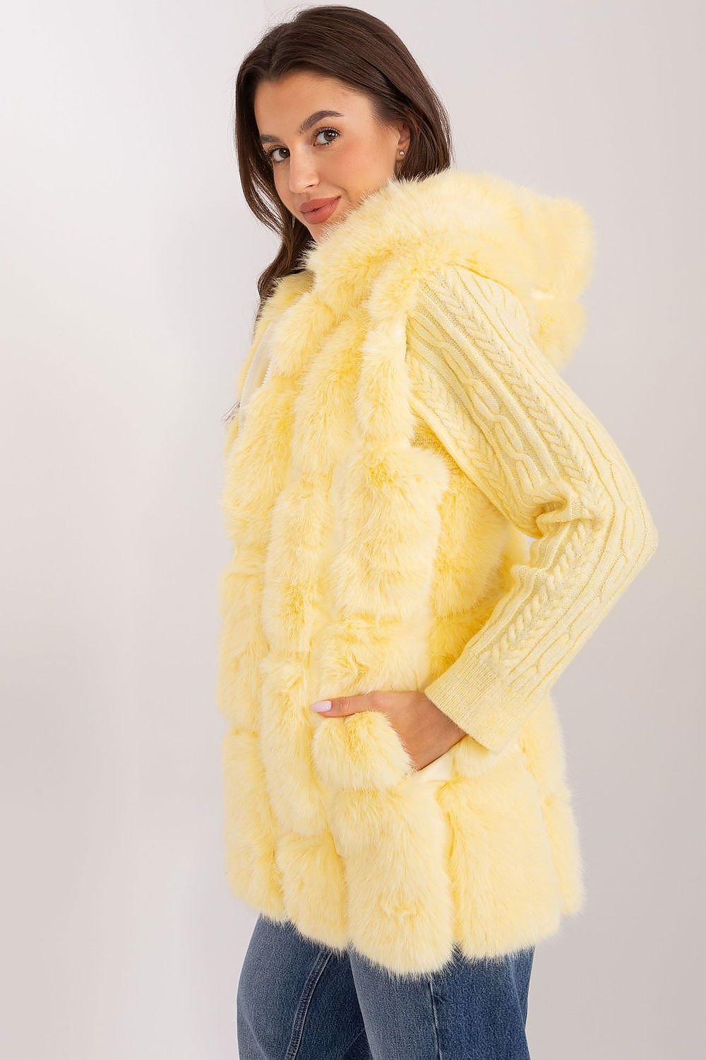 Elegant Fur Vest With Hood Stylish