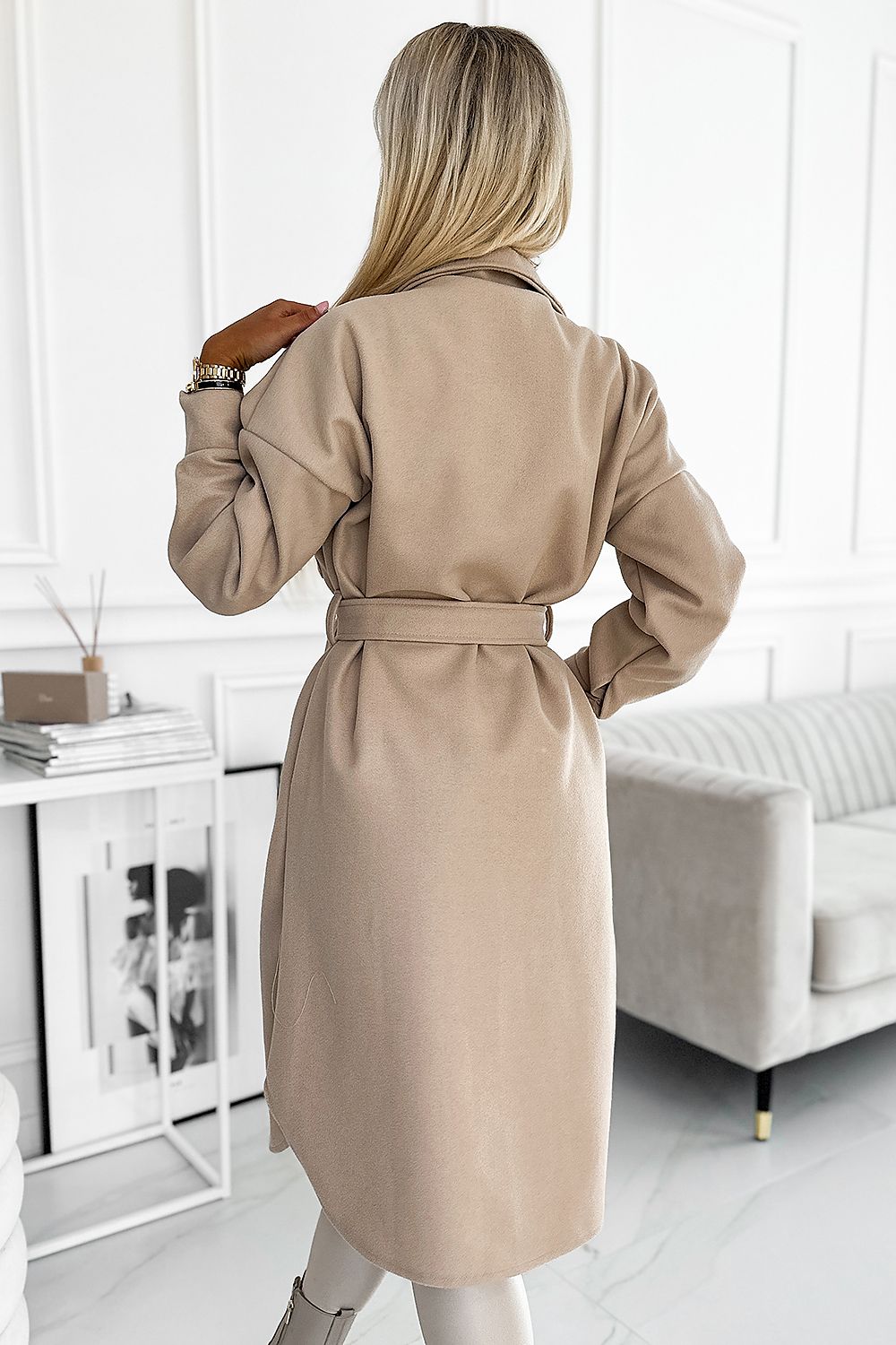 Warm Beige Long Sleeve Coat Numoco