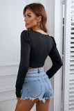 Lace Up Long Sleeve Crop Top for women