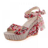 Floral Bow-knot Platform Wedge Sandals for women