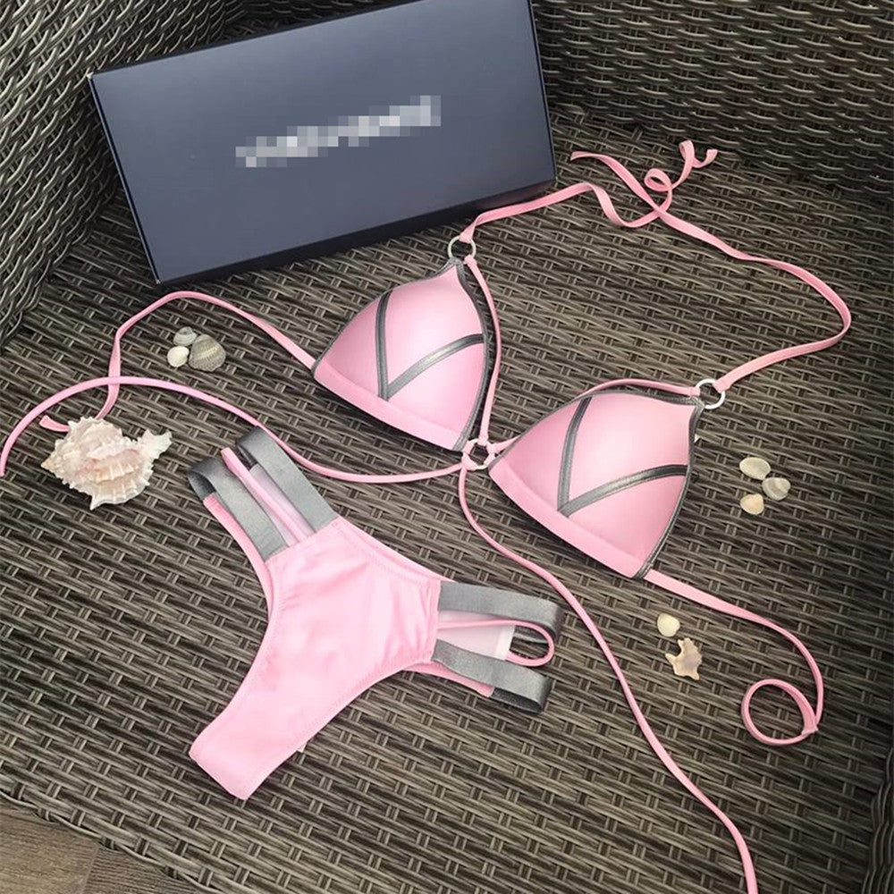 Tropic Like It's Hot Black & Gold Bikini 2 Piece Pink for women