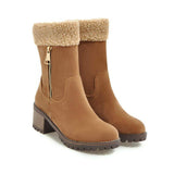 Keep Me Warm Suede Snow Boots Orange for women