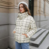 Crossing The Line Plaid Puffer Jacket for women