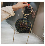 Bling Round Ball Chain Bag Black for women
