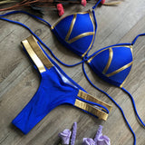 Tropic Like It's Hot Black & Gold Bikini 2 Piece Blue for women