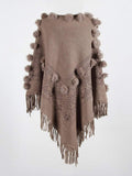 Catch My Drift Fringed Shawl Sweater Pullover Sienna One size for women