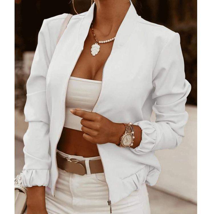 Obsessed With Me Long Sleeved Zipped Jacket White for women