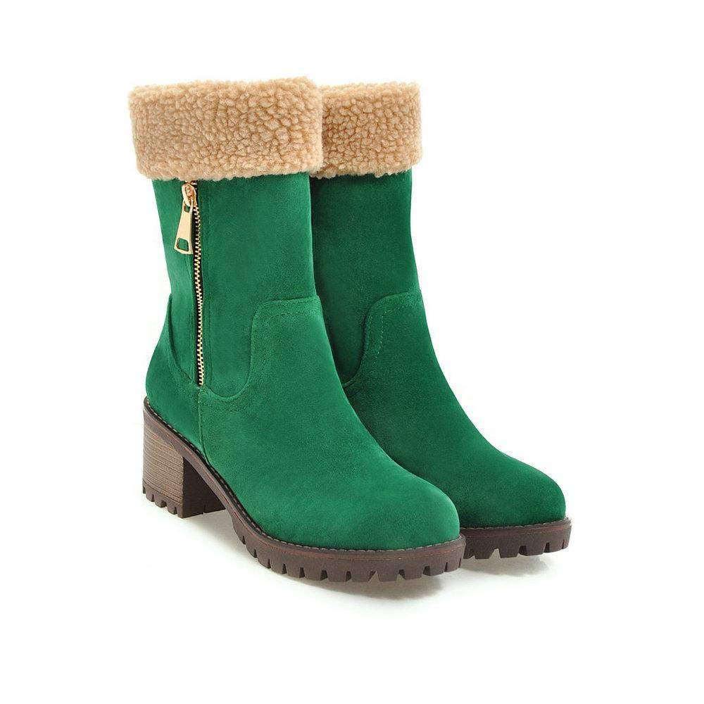 Keep Me Warm Suede Snow Boots Green for women