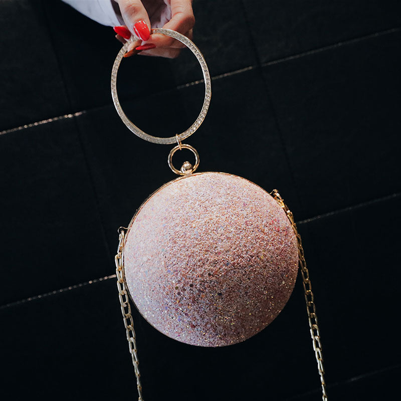 Bling Round Ball Chain Bag Pink for women