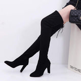 Mind Your Business Matte Leather High Heel Boots Black for women