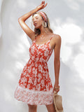 Vacation Mode: Activated Floral Drawstring Spaghetti Strap Dress for women