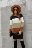 Striped Sweater Dress Black/Rust/Khaki for women