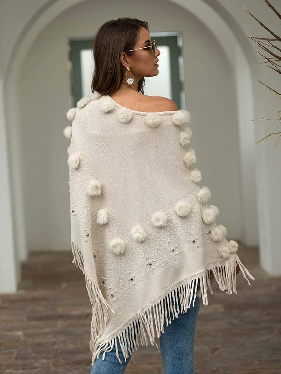 Catch My Drift Fringed Shawl Sweater Pullover for women