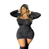 Totally Unbothered Short Solid Color Plus Size Tight Mini Dress Black for women