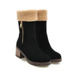 Keep Me Warm Suede Snow Boots Black for women