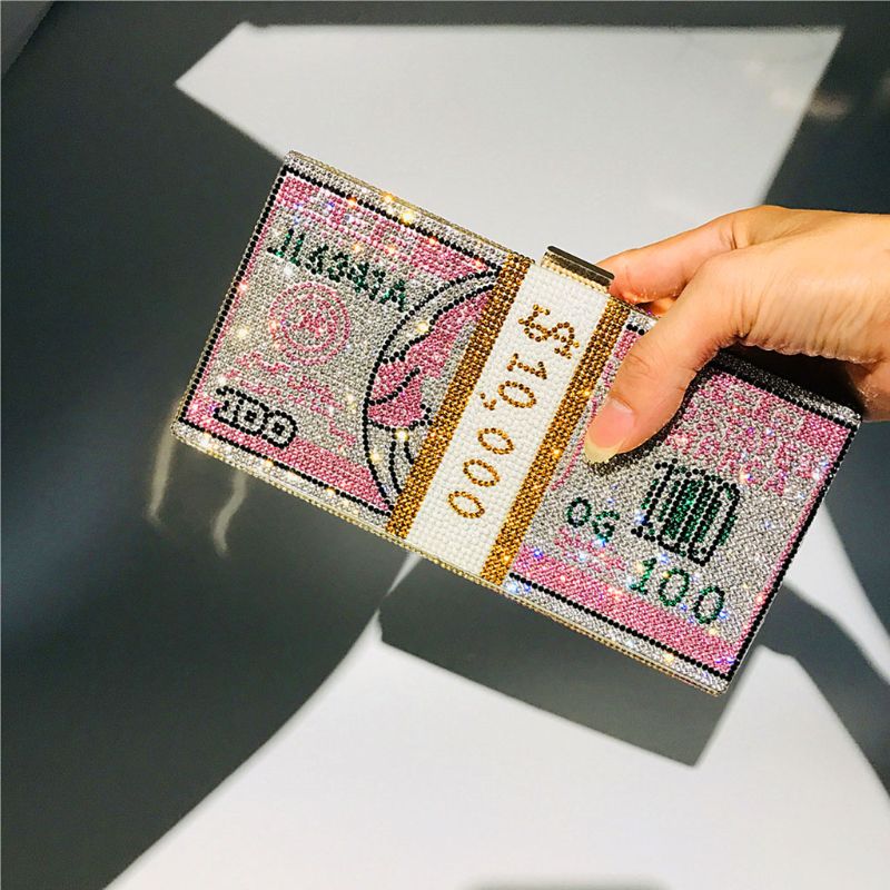 Rhinestone Dollar Wallet Clutch Bag for women