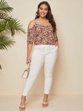 Full Bloom Floral Print Plus Size Blouse for women